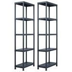 vidaXL Étagères de rangement 2 Pièces Noir 125 kg 60x30x180 cm Plastique