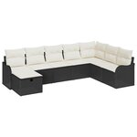 vidaXL Ensemble de canapé de jardin avec coussin 8 Pièces Noir Poly rotin