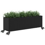 vidaXL Jardinière avec roulettes et 3 pots noir 107x32x38 cm rotin