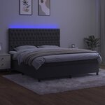 vidaXL Sommier à lattes de lit matelas et LED Gris foncé 160x200 cm