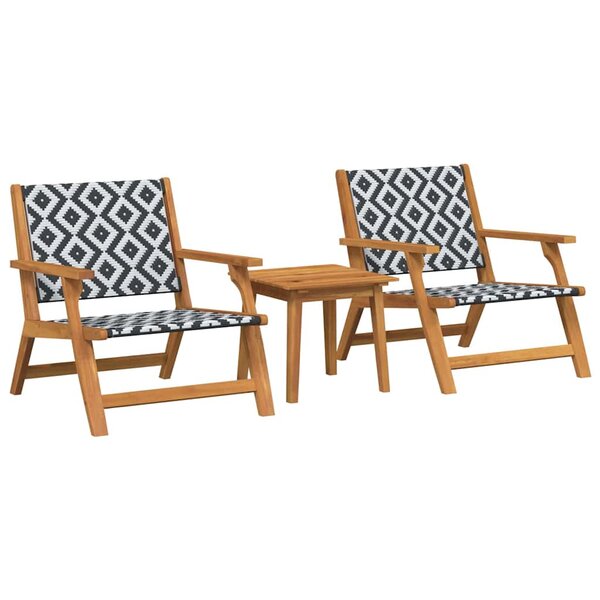 vidaXL Chaises de jardin avec table 3 Pièces Noir 45 x 45 x 40 cm