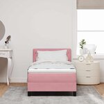 vidaXL Lit à Somier avec Matelas Rose 90x200 cm Velours