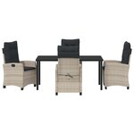 vidaXL Ensemble de salle à manger de jardin 5 pièces avec des coussins - Rattan poly gris clair
