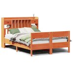 vidaXL Lit bibliothèque sans matelas cire marron 135x190 cm pin massif