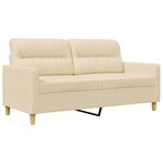 vidaXL Canapé à 2 places Crème 140 cm Tissu