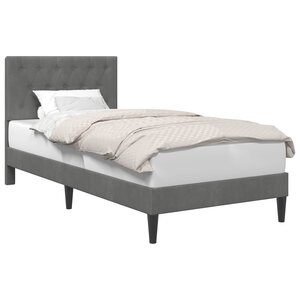 vidaXL Cadre de lit avec tête de lit Gris foncé 90 x 200 cm Velours