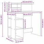 vidaXL Bureau avec rangement chêne artisanal 90 x 48 x 101 5 cm