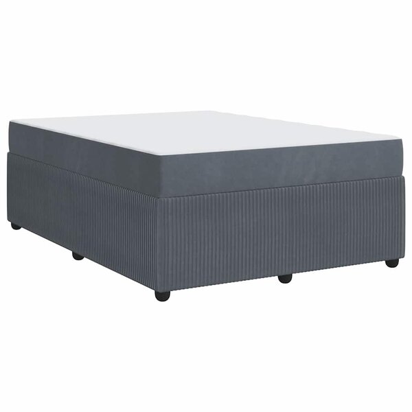 vidaXL Cadre de lit avec matelas Autre Gris foncé 140 x 200 cm Velours