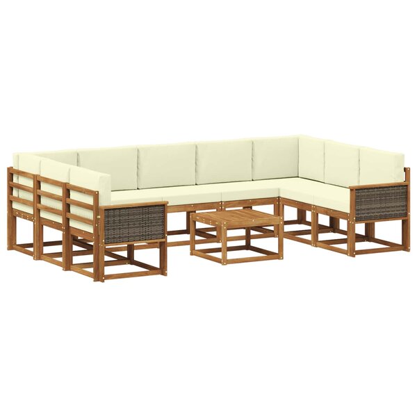 vidaXL Ensemble de canapés d'extérieur 10 pc Naturel et Crème