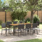 vidaXL Ensemble de dîner de jardin 9 Pièces Noir  Marron 190 x 90 x 75 cm