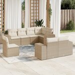 vidaXL Salon de jardin avec coussins 8 Pièces beige résine tressée