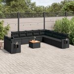 vidaXL Salon de jardin 12 Pièces avec coussins noir résine tressée