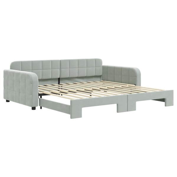 vidaXL Lit de jour avec gigogne sans matelas gris clair 100x200 cm