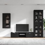 vidaXL Ensemble meuble TV avec tiroir FLORIN Noir Bois d'ingénierie