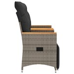 vidaXL Canapé de jardin inclinable 2 places avec table gris poly rotin