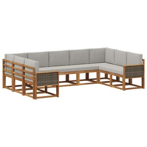 vidaXL Ensemble de canapés d'extérieur 9 pc Naturel et gris clair