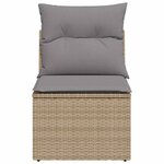 vidaXL Chaise de jardin sans accoudoirs avec coussins beige poly rotin