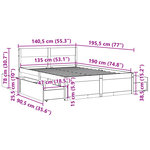 vidaXL Cadre de lit sans matelas cire marron 135x190cm bois pin massif