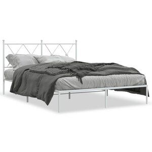 vidaXL Cadre de lit métal sans matelas et tête de lit blanc 140x200 cm