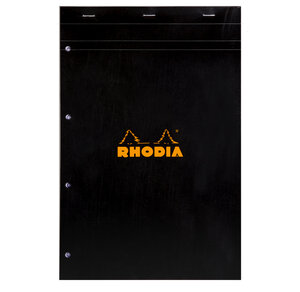 Bloc BLACK N°20 21x31,8cm 80F agrafées 80g perf 4 trous Q.5x5 RHODIA