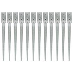 vidaXL Piquets au sol 12 Pièces Argenté 7x7x75 cm Acier galvanisé