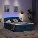 vidaXL Lit avec rangement et LED avec matelas Bleu 140 x 200 cm tissu