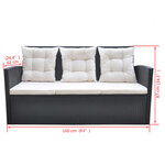 vidaXL Ensemble à manger d'extérieur 6Pièces coussins résine tressée noir