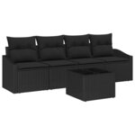 vidaXL Ensemble de canapé de jardin Manuel 5 Pièces Noir 55 x 55 x 37 cm