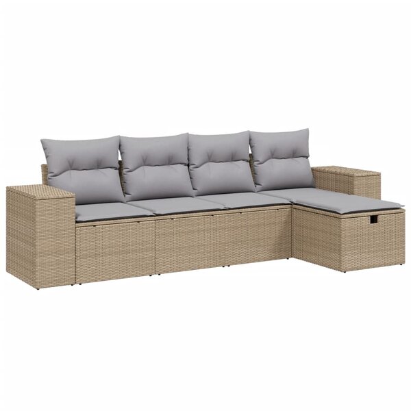 vidaXL Salon de jardin avec coussins 5Pièces mélange beige résine tressée