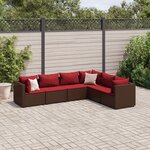 vidaXL Salon de jardin 6 Pièces avec coussins Marron Résine tressée
