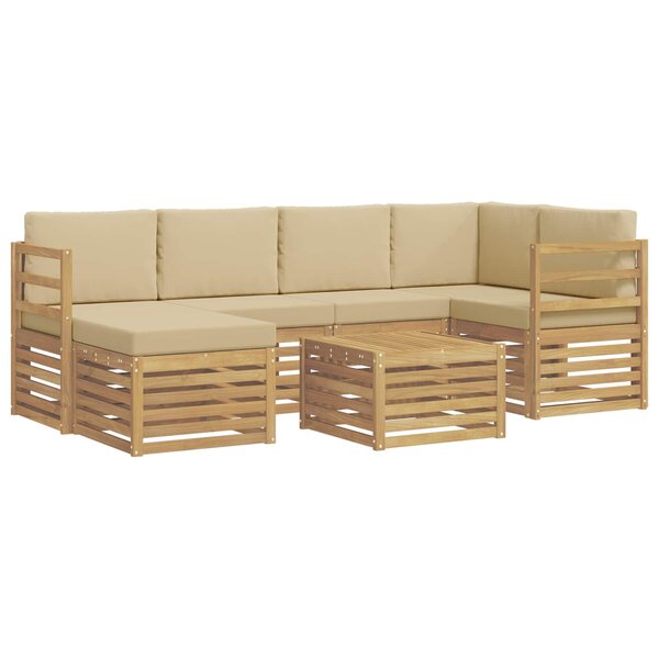 vidaXL Ensemble de canapés d'extérieur 7 pc Blanc et Beige Polyester