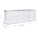 vidaXL Meuble TV Blanc 108x30x40 cm Bois de Paulownia solide