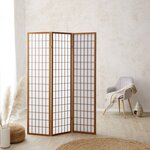 Paravent bois 3 pans Shoji marron pliable