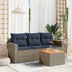 vidaXL Salon de jardin 4 Pièces avec coussins gris résine tressée