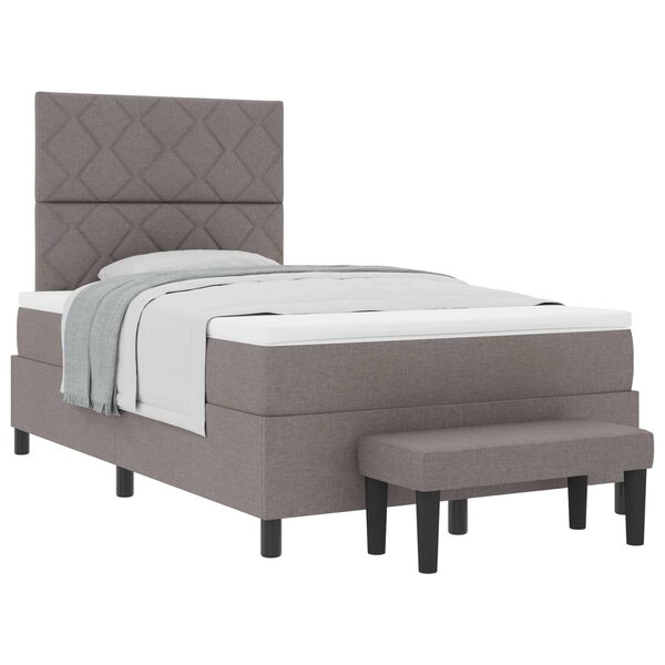 vidaXL Lit à ressorts avec tête de lit Taupe 120 x 200 cm tissu