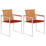 vidaXL Chaises de jardin avec coussins lot de 2 Acacia solide et acier