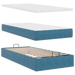 vidaXL Cadre de lit ottoman avec matelas bleu foncé 100x200 cm velours