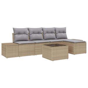 vidaXL Ensemble de canapé de jardin 6 Pièces Beige et Gris clair