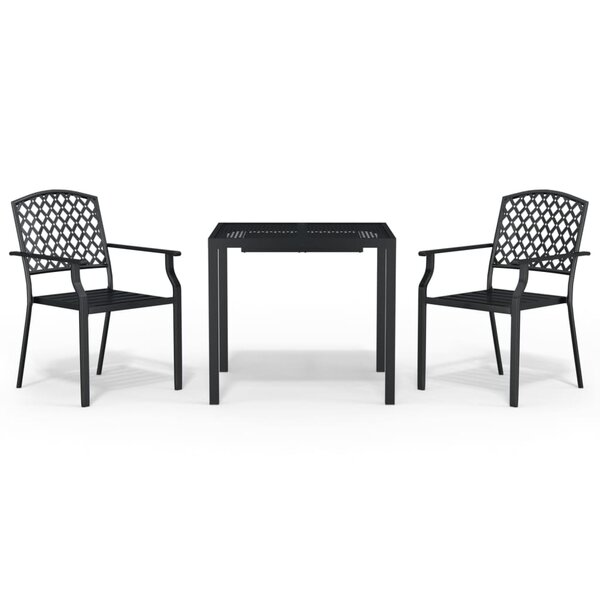 vidaXL Ensemble à manger de jardin 3 Pièces anthracite acier