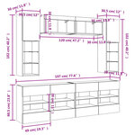 vidaXL Ensemble de meubles TV muraux 6Pièces et lumières LED gris béton