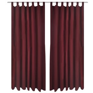 2 Pièces Rideau à Passant Micro Satin Bordeaux 140 x 245 cm