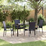 vidaXL Ensemble de salle à manger pour jardin 5 Pièces Noir Poly rotin