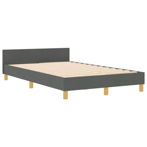 vidaXL Cadre de lit avec tête de lit Gris foncé 120 x 200 cm tissu