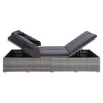 vidaXL Transat à 2 places avec coussin Résine tressée Gris