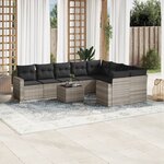 vidaXL Salon de jardin avec coussins 10 Pièces gris clair résine tressée