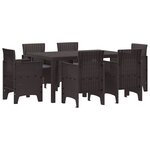 vidaXL Ensemble de salle à manger pour jardin 7 Pièces Marron Rattan Polt