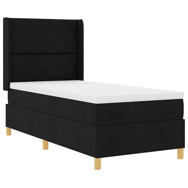 vidaXL Lit à ressorts avec bandes LED Noir 100 x 200 cm tissu