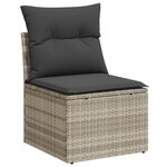 vidaXL Salon de jardin avec coussins 7 Pièces gris clair résine tressée