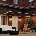 vidaXL Auvent rétractable électrique Marron et blanc 5 x 3 m