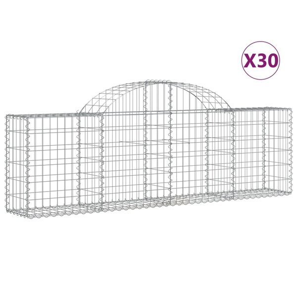 vidaXL Paniers à gabions arqués 30 Pièces 200x30x60/80 cm Fer galvanisé